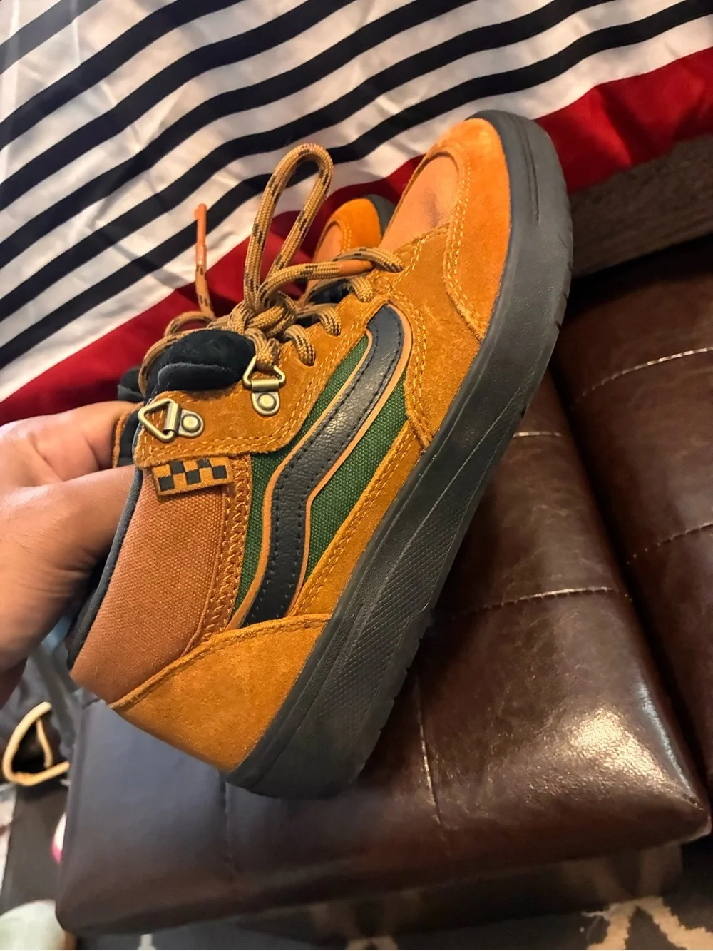 Men's Orange Suede Casual Sneakers - Unbranded